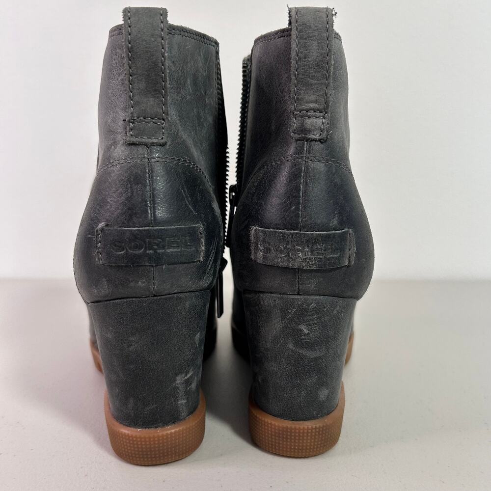 Sorel Womens Joan Uptown Wedge Heel Boot Lace Up Zip Leather Gray Size‎ 9.5 - Picture 6 of 14